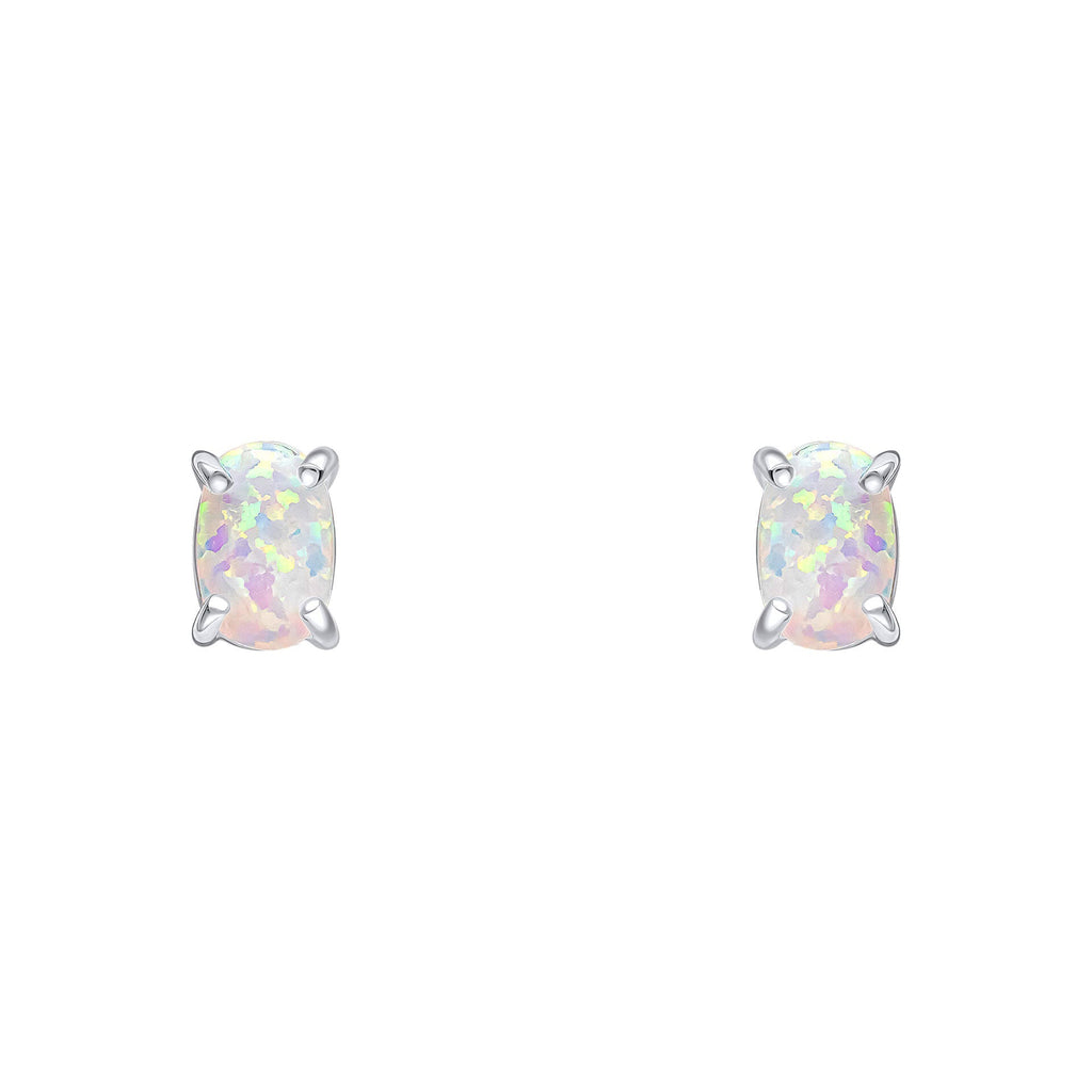 Gecko Jewellery Oval Opal Stud Earrings in Recycled Sterling Silver