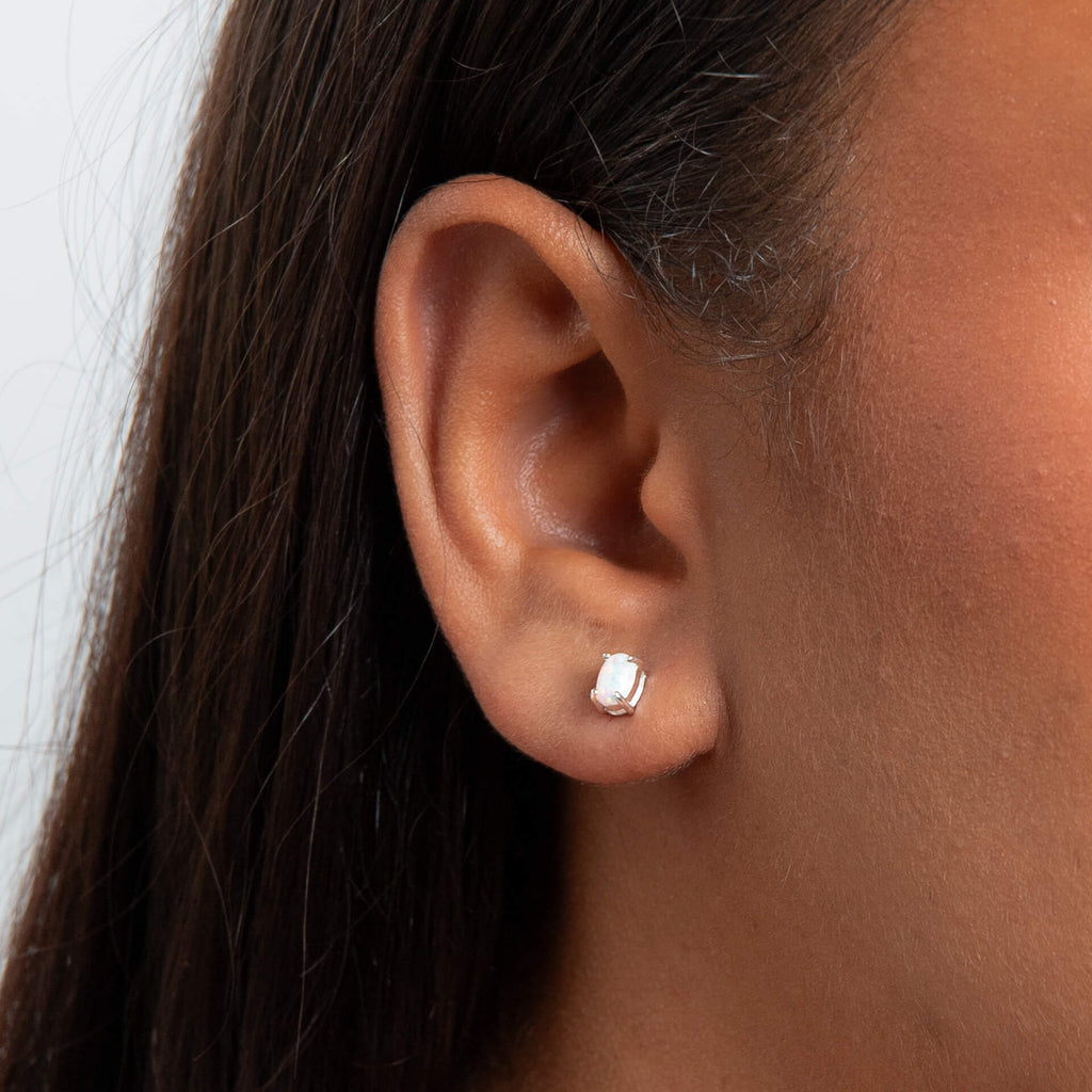 Gecko Jewellery Oval Opal Stud Earrings in Recycled Sterling Silver
