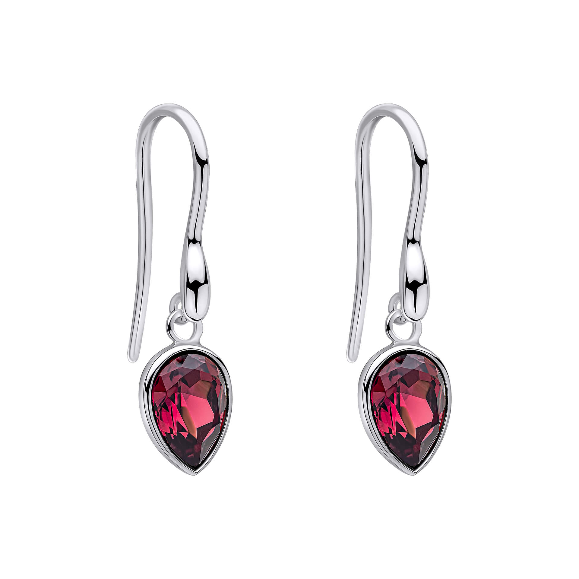 Gecko Jewellery Pear Shape Crystal Drop Earrings in Sterling Silver