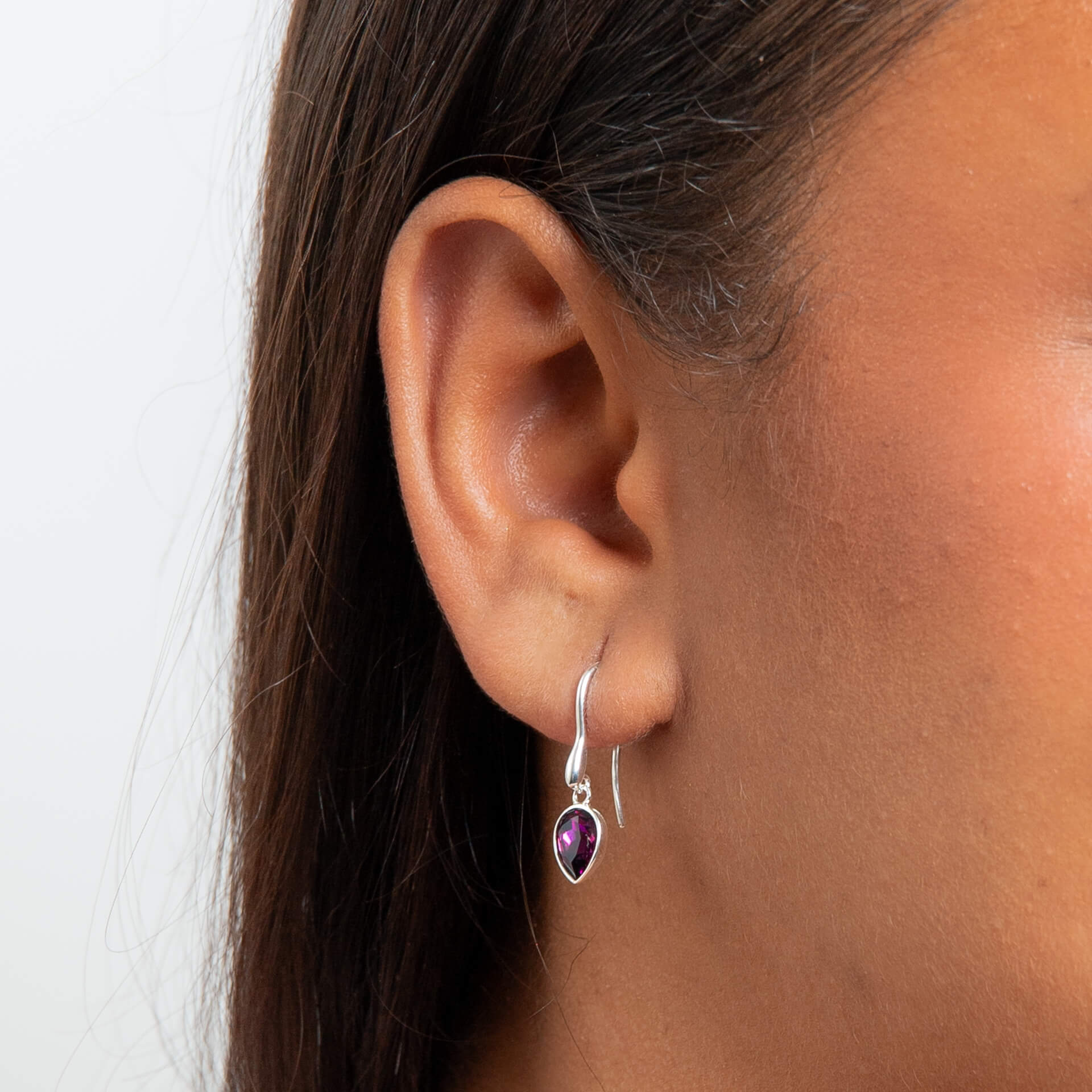 Gecko Jewellery Pear Shape Crystal Drop Earrings in Sterling Silver