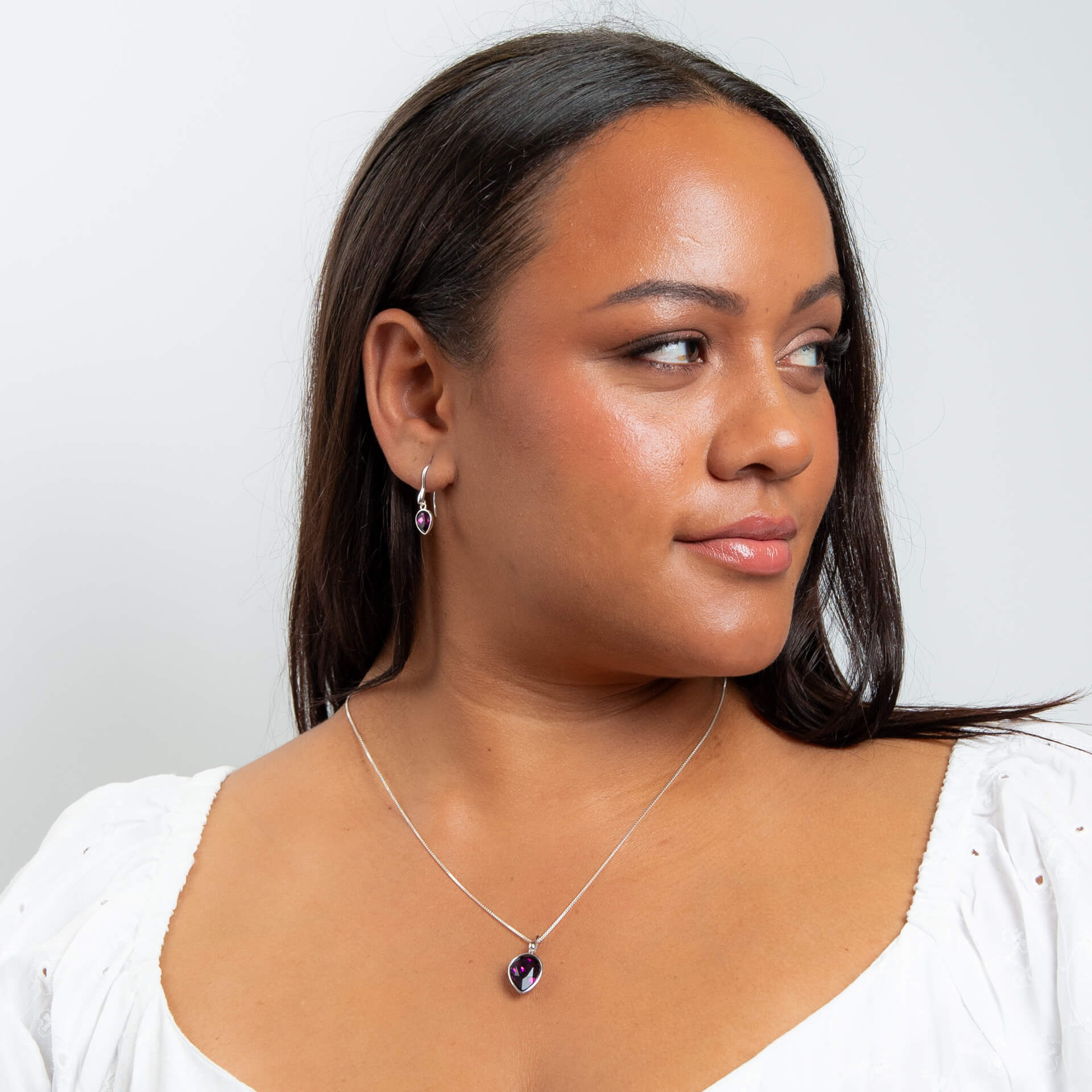 Pear Shape Crystal Pendant in Recycled Sterling Silver | Gecko Jewellery