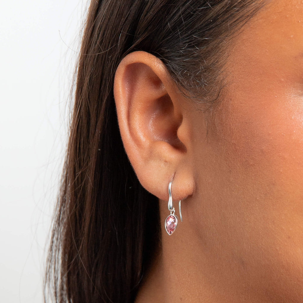Gecko Jewellery Pear Shape Crystal Drop Earrings in Sterling Silver