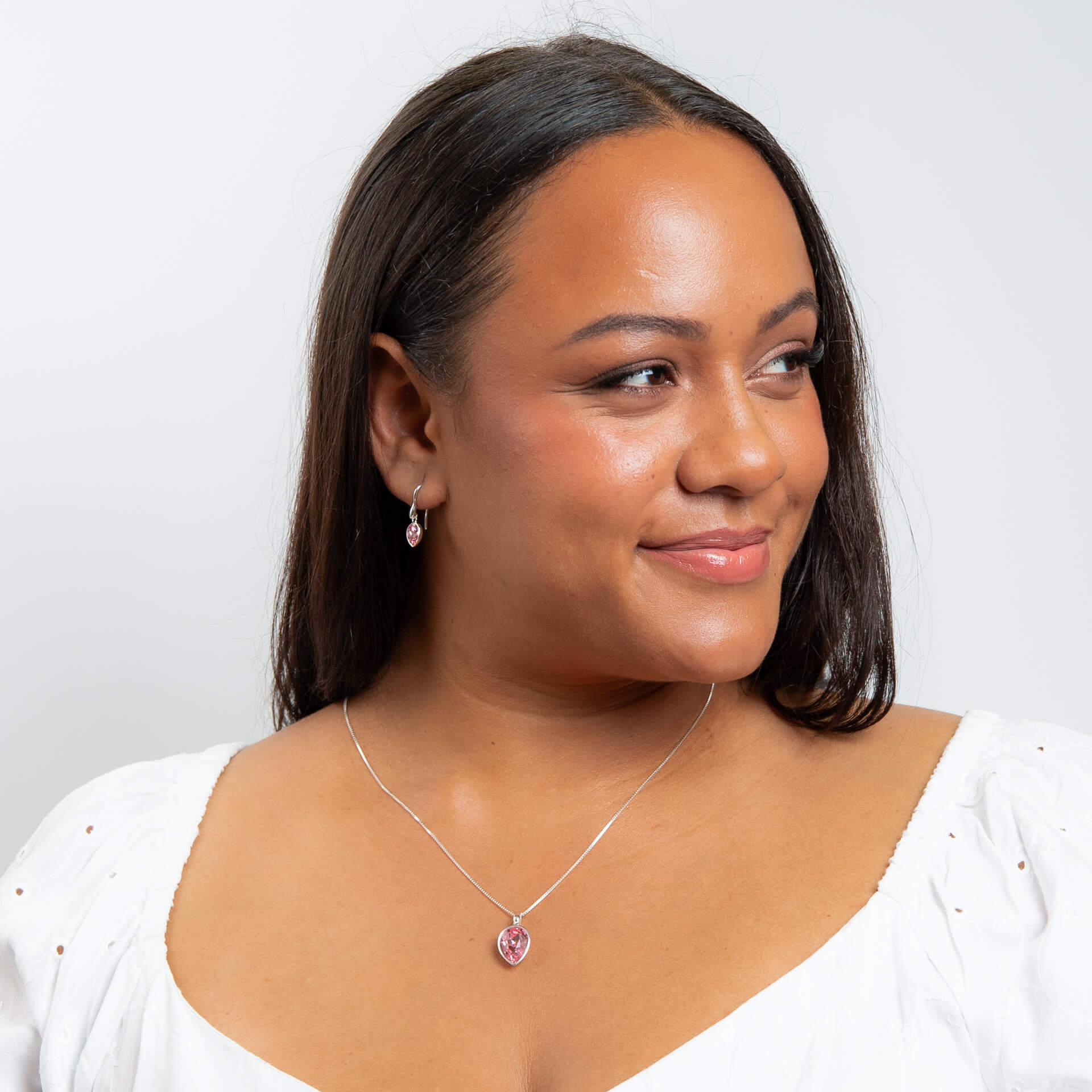 Gecko Jewellery Pear Shape Crystal Drop Earrings in Sterling Silver