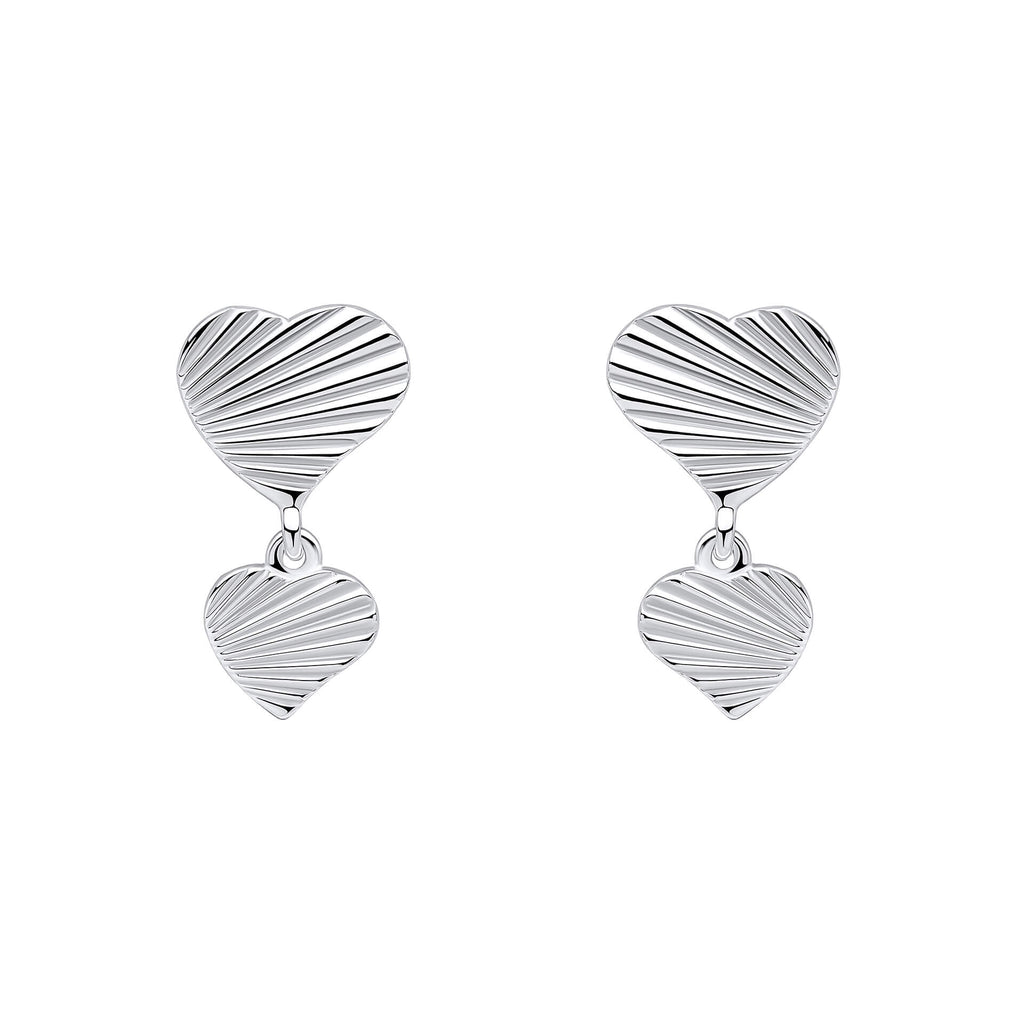 Gecko Jewellery Recycled Sterling Silver Diamond Cut Double Heart Earrings