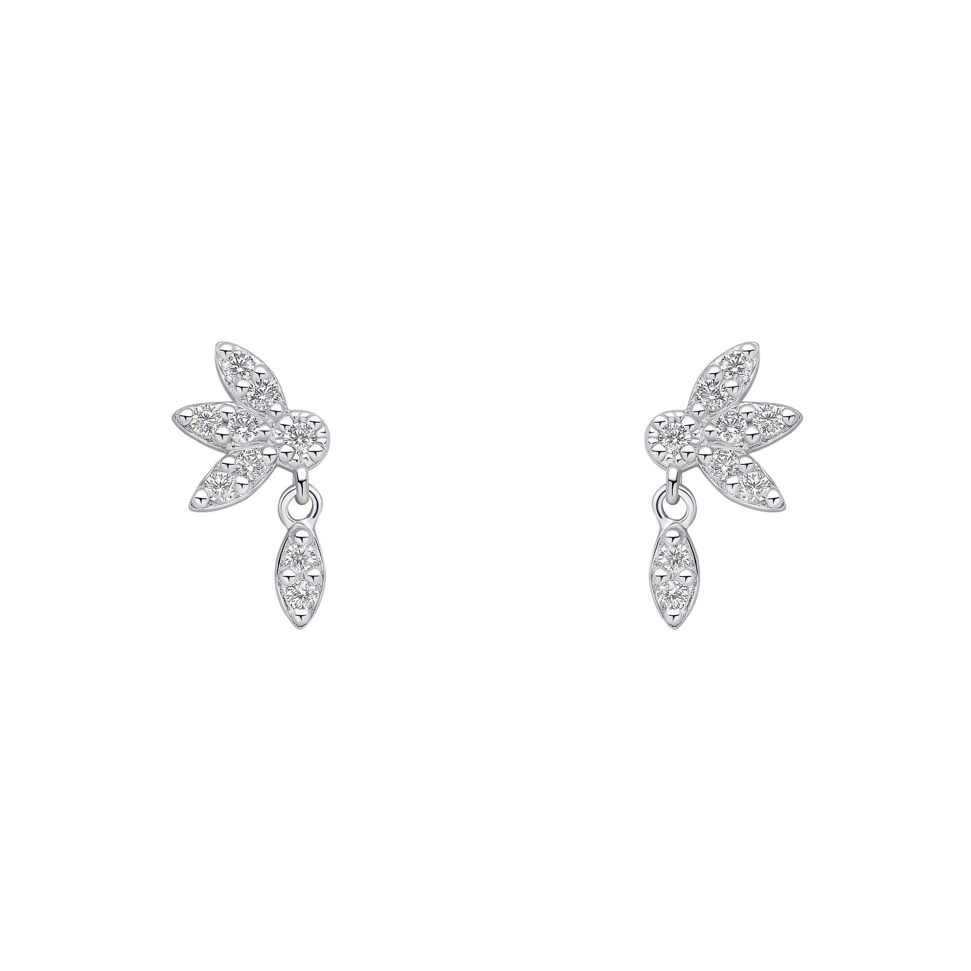 Gecko Jewellery Floral Stud Earrings – Recycled Silver & Cubic Zirconia