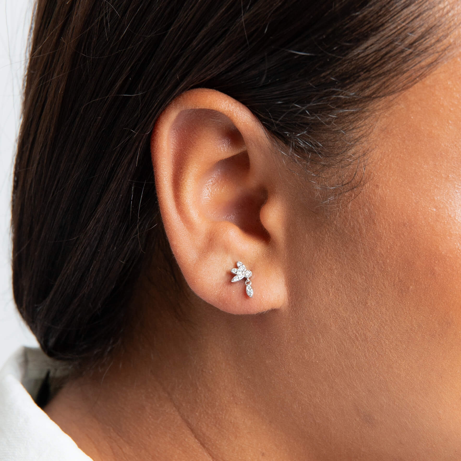 Gecko Jewellery Floral Stud Earrings – Recycled Silver & Cubic Zirconia