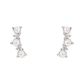 Gecko Jewellery Pearl & Cubic Zirconia Crawler Earrings in Silver