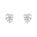 Monstera Leaf Stud Earrings in Recycled Sterling Silver | Gecko Jewellery