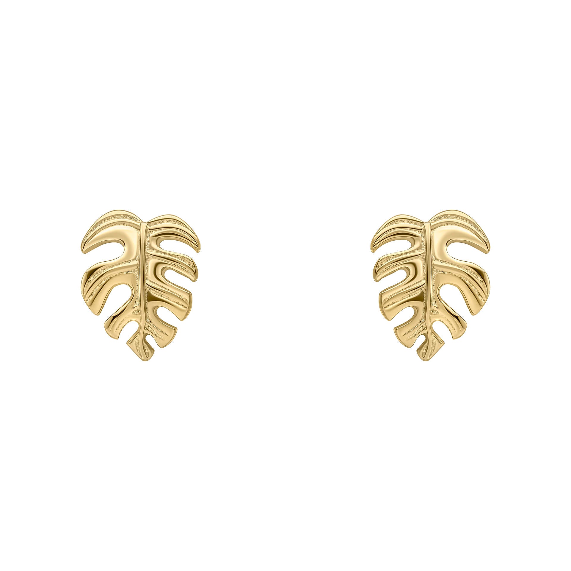 Monstera Leaf Stud Earrings in Recycled Sterling Silver | Gecko Jewellery