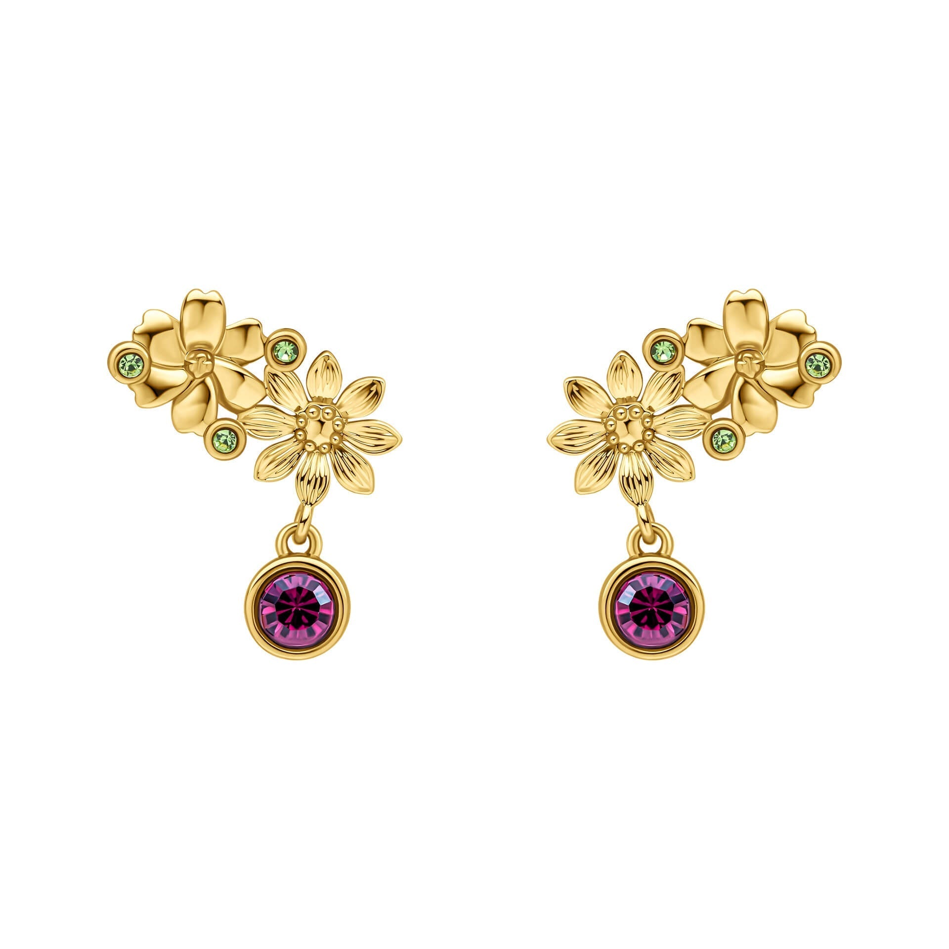 Gecko Jewellery Crosswell Gold-Plated Floral Crystal Stud Earrings