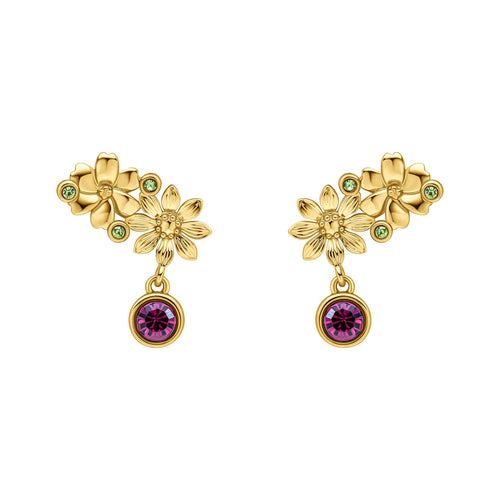 Gecko Jewellery Crosswell Gold-Plated Floral Crystal Stud Earrings