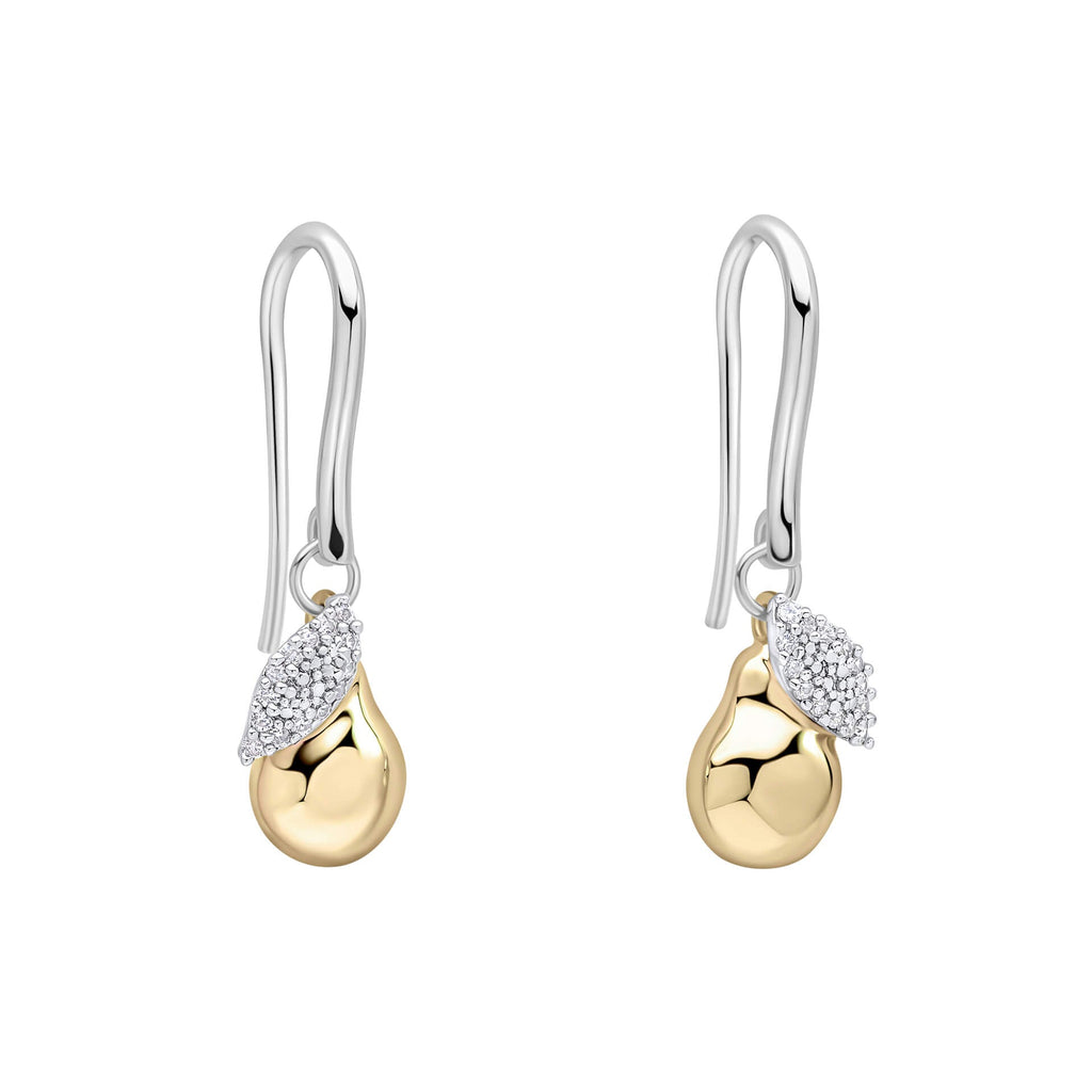 Gecko Jewellery Silver and Gold Plated Pear Drop Earrings with Zirconia