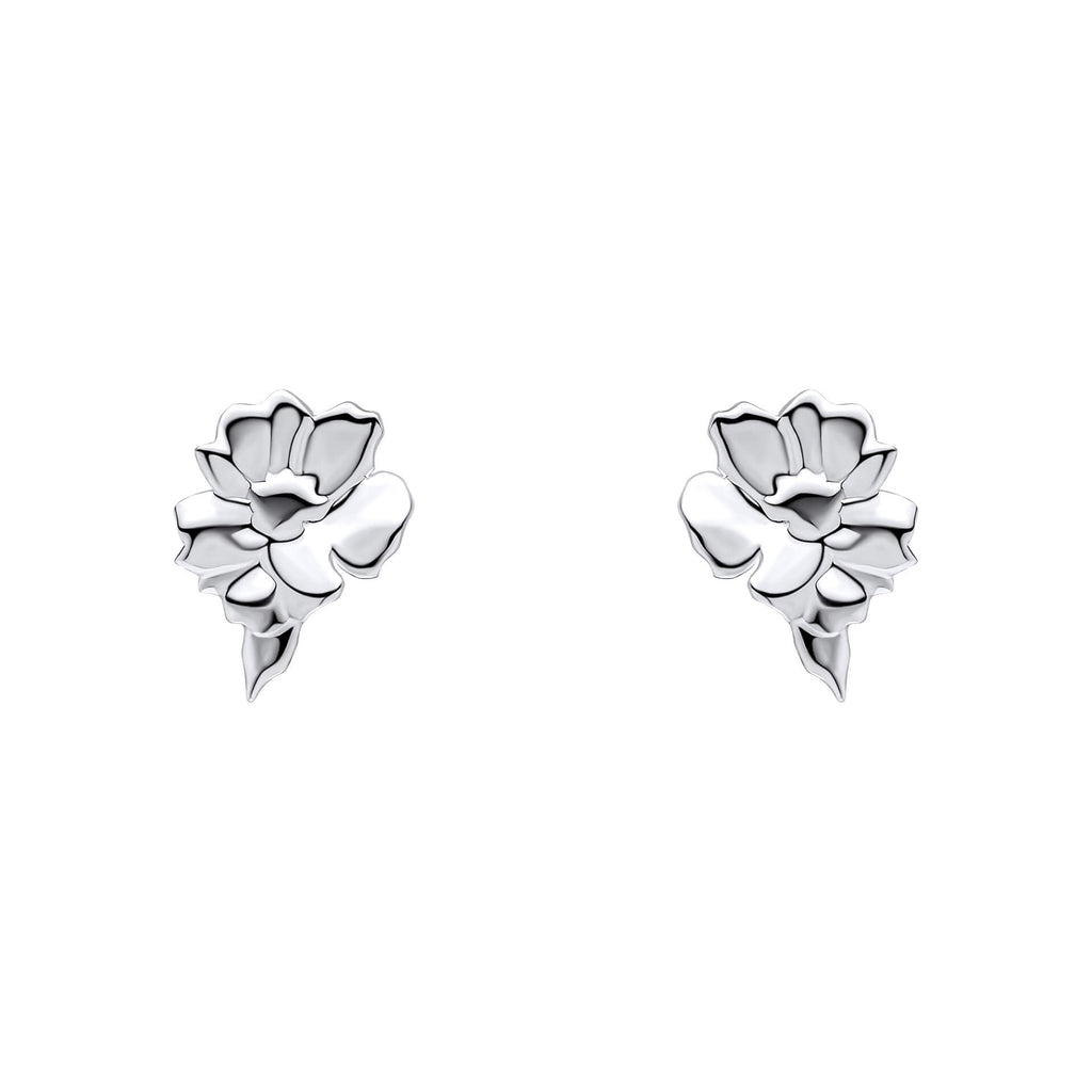 Laura Ashley Albertine Rose Stud Earrings – Gold or Silver Plated Brass