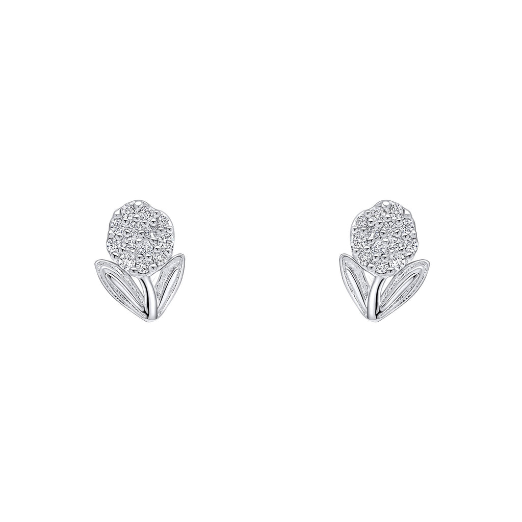 Gecko Jewellery Serena Flower Stud Earrings | Silver Plated & CZ