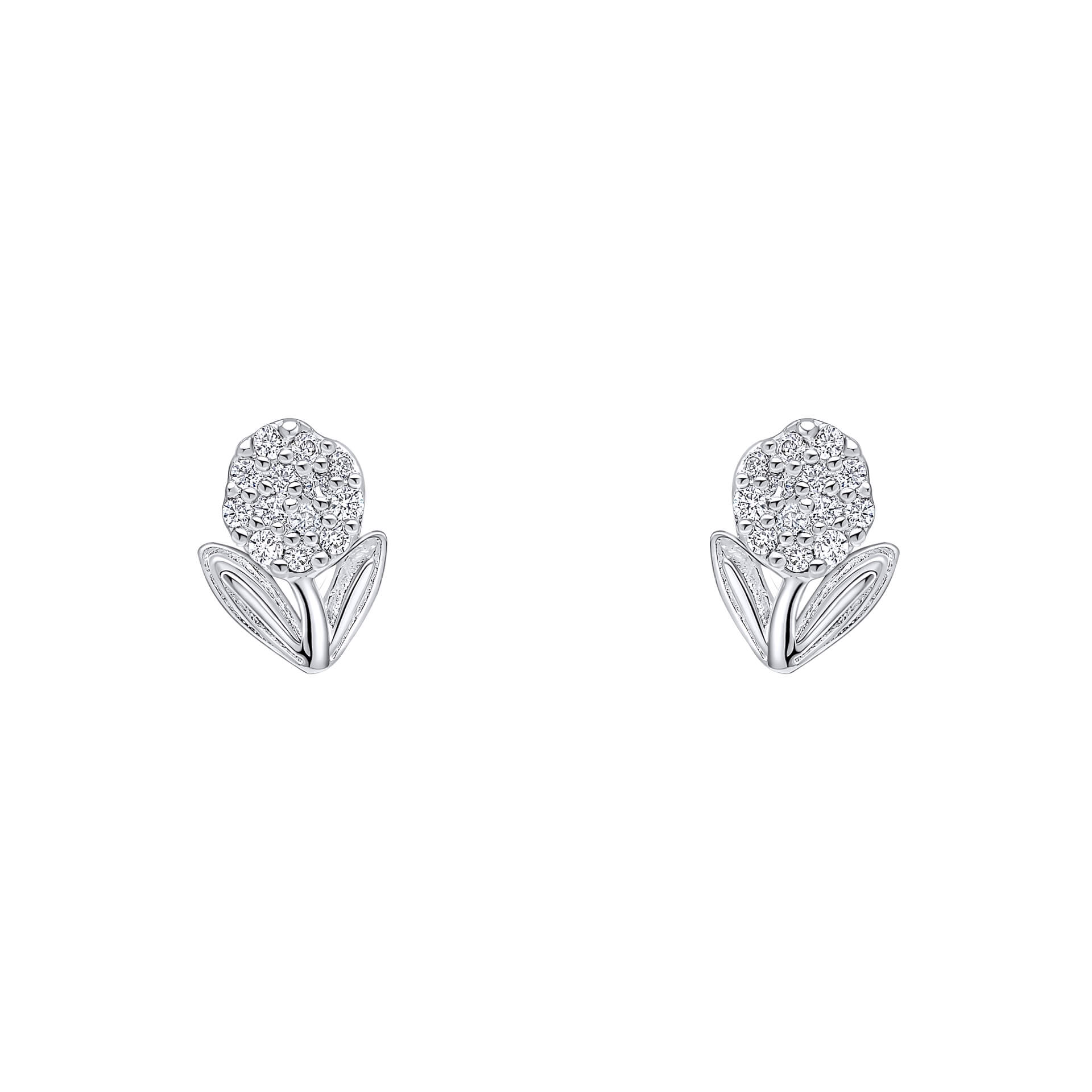 Gecko Jewellery Serena Flower Stud Earrings | Silver Plated & CZ