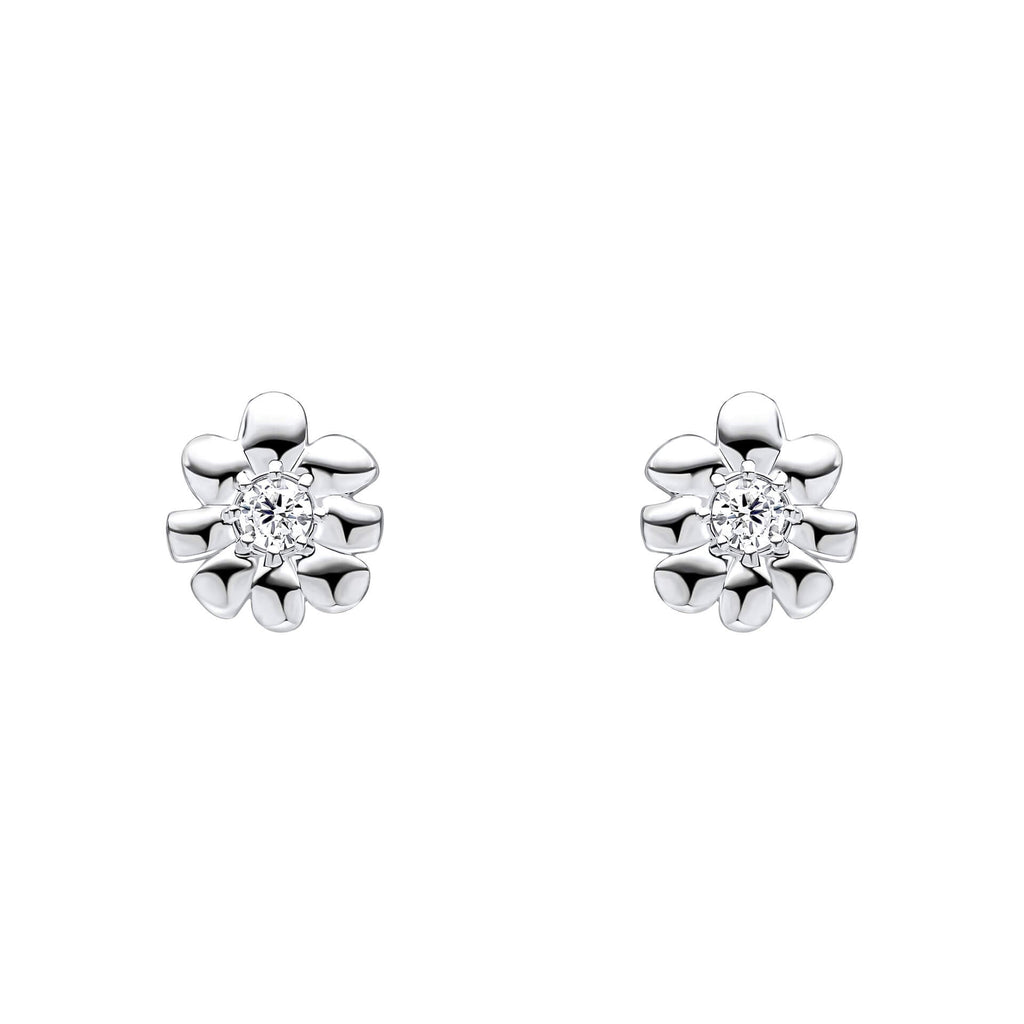 Laura Ashley Cosmos Flower Stud Earrings with Cubic Zirconia
