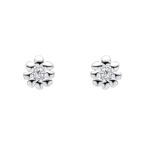Laura Ashley Cosmos Flower Stud Earrings with Cubic Zirconia