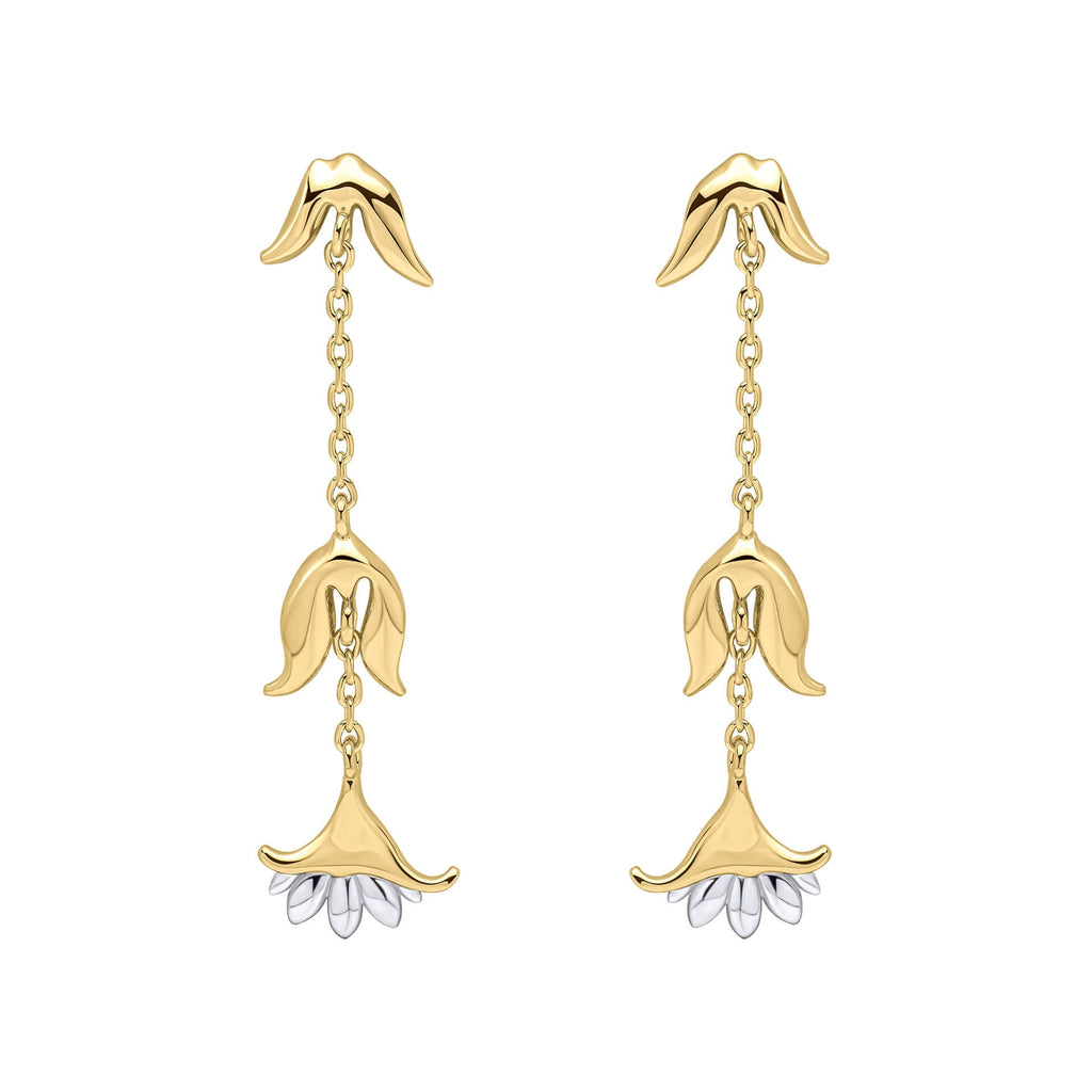 Gecko Jewellery Camelot Flower Drop Earrings - Gold and Silver Plated