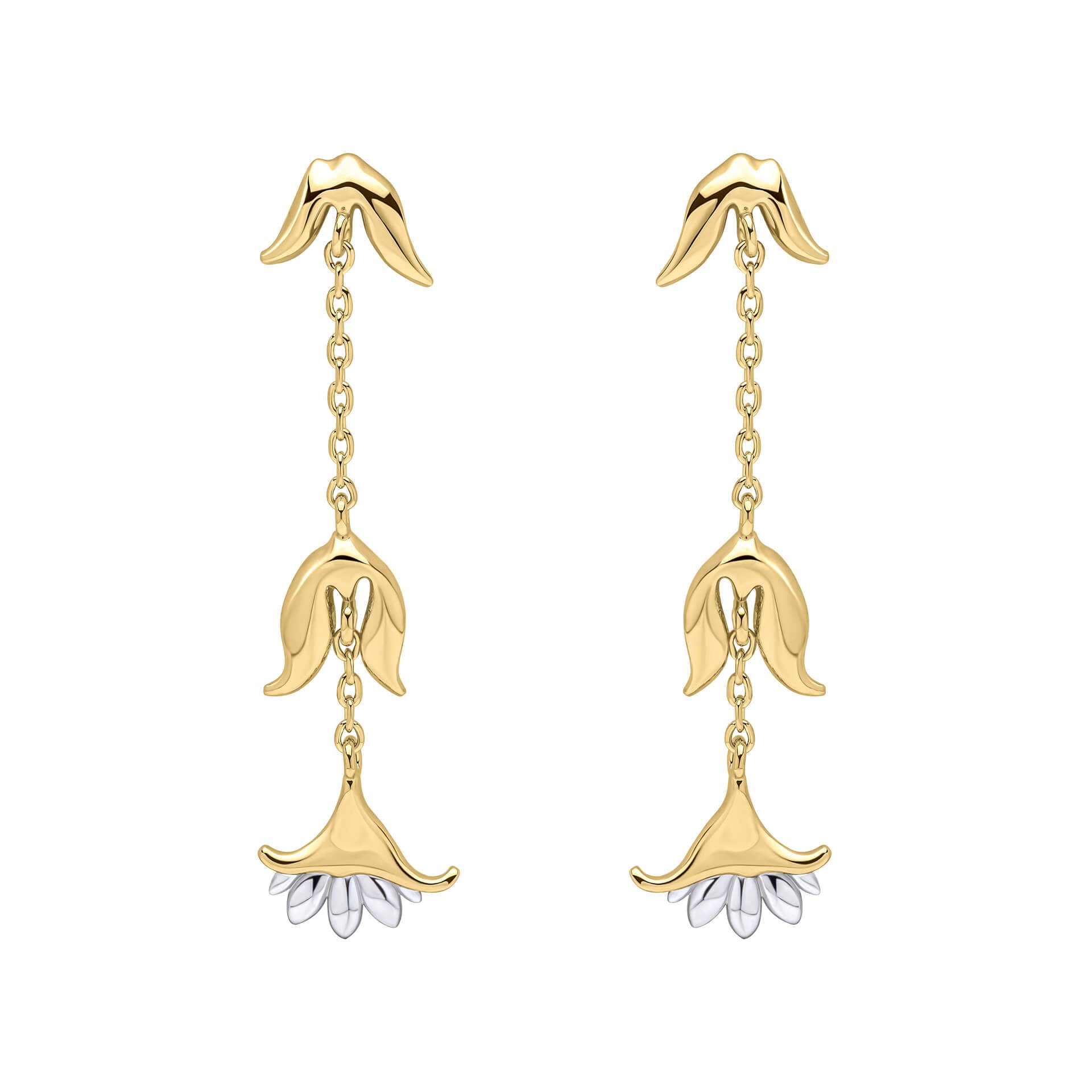 Gecko Jewellery Camelot Flower Drop Earrings - Gold and Silver Plated