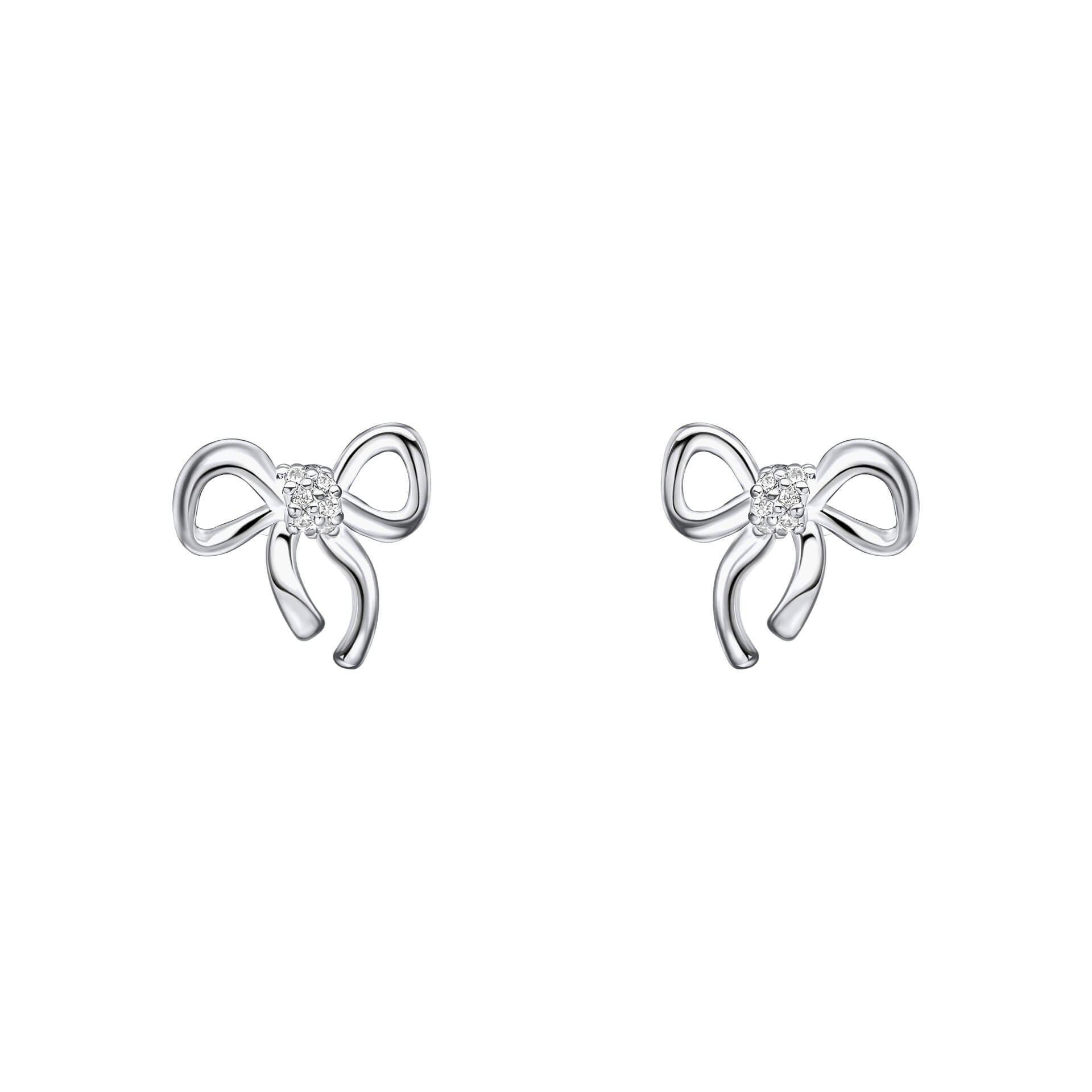 Laura Ashley Children’s Ribbon Bow Earrings – Silver Plated Brass
