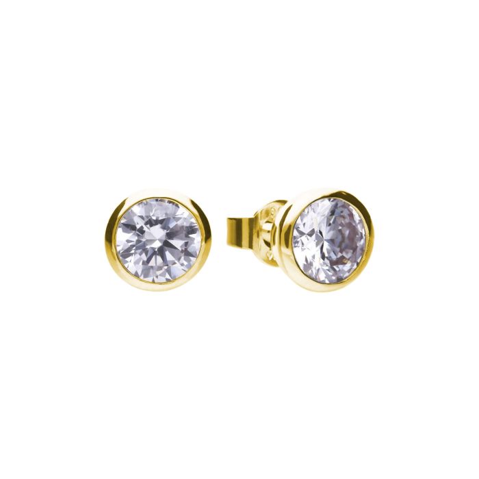 Diamonfire Sterling Silver Bezel Set Zirconia Stud Earrings by Gecko