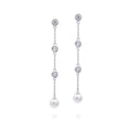 Diamonfire Zirconia and Shell Pearl Drop Earrings in Sterling Silver