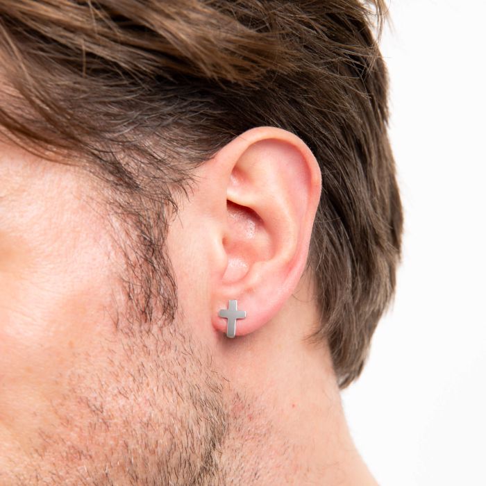 Gecko Jewellery Stainless Steel Cross Stud Earrings – Minimalist Style