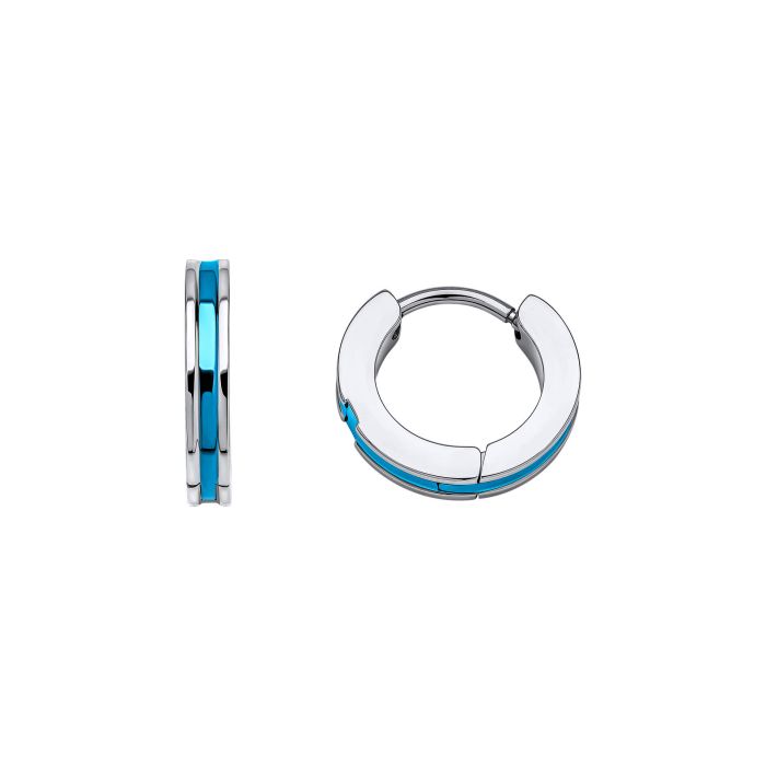 Gecko Jewellery Blue PVD Detail Stainless Steel Hoop Earrings