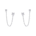 Gecko Jewellery Cubic Zirconia Double Stud Chain Connector Earrings