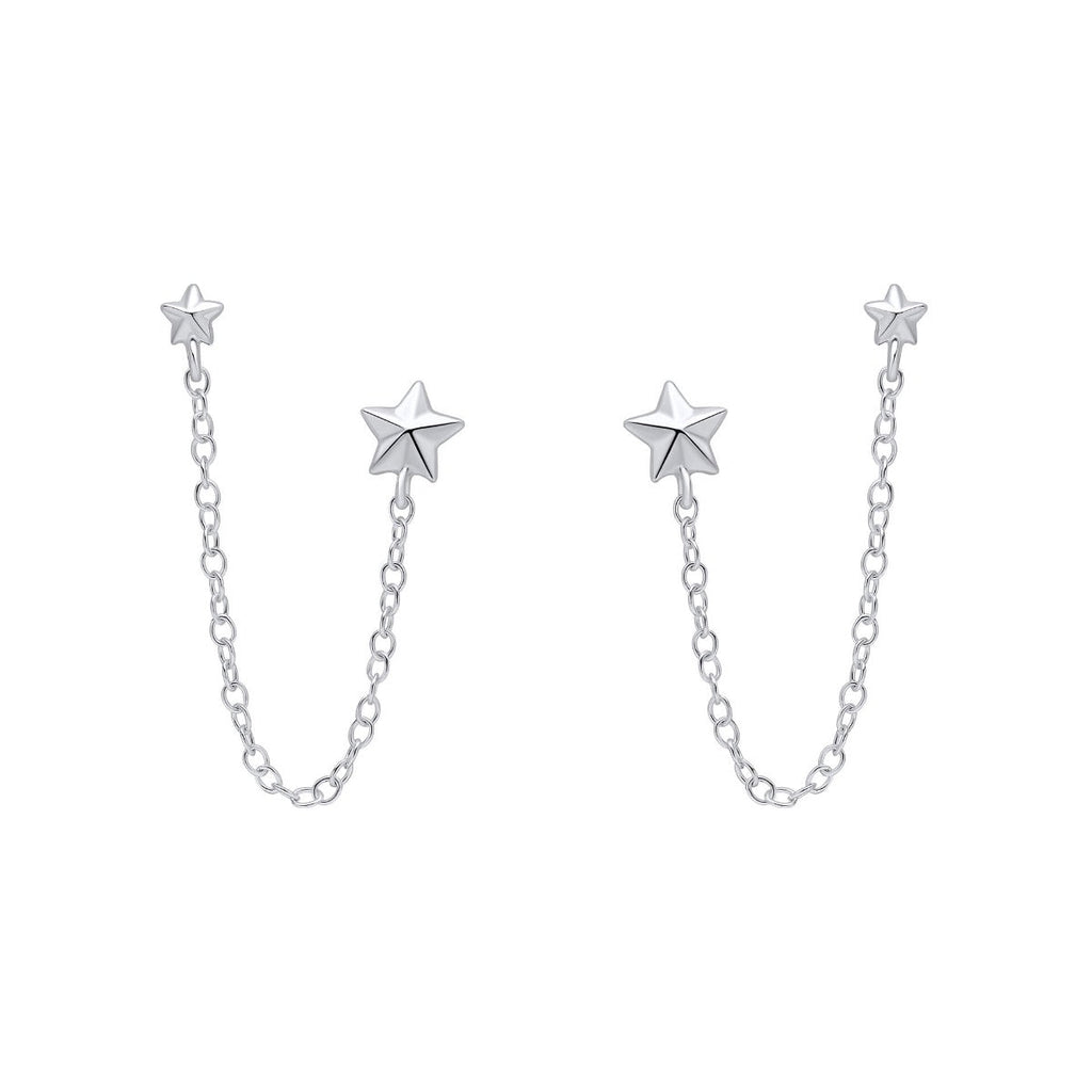 Gecko Jewellery Recycled Sterling Silver Star Chain Stud Earrings