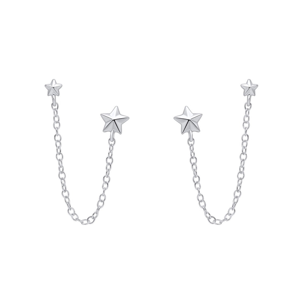 Gecko Jewellery Recycled Sterling Silver Star Chain Stud Earrings