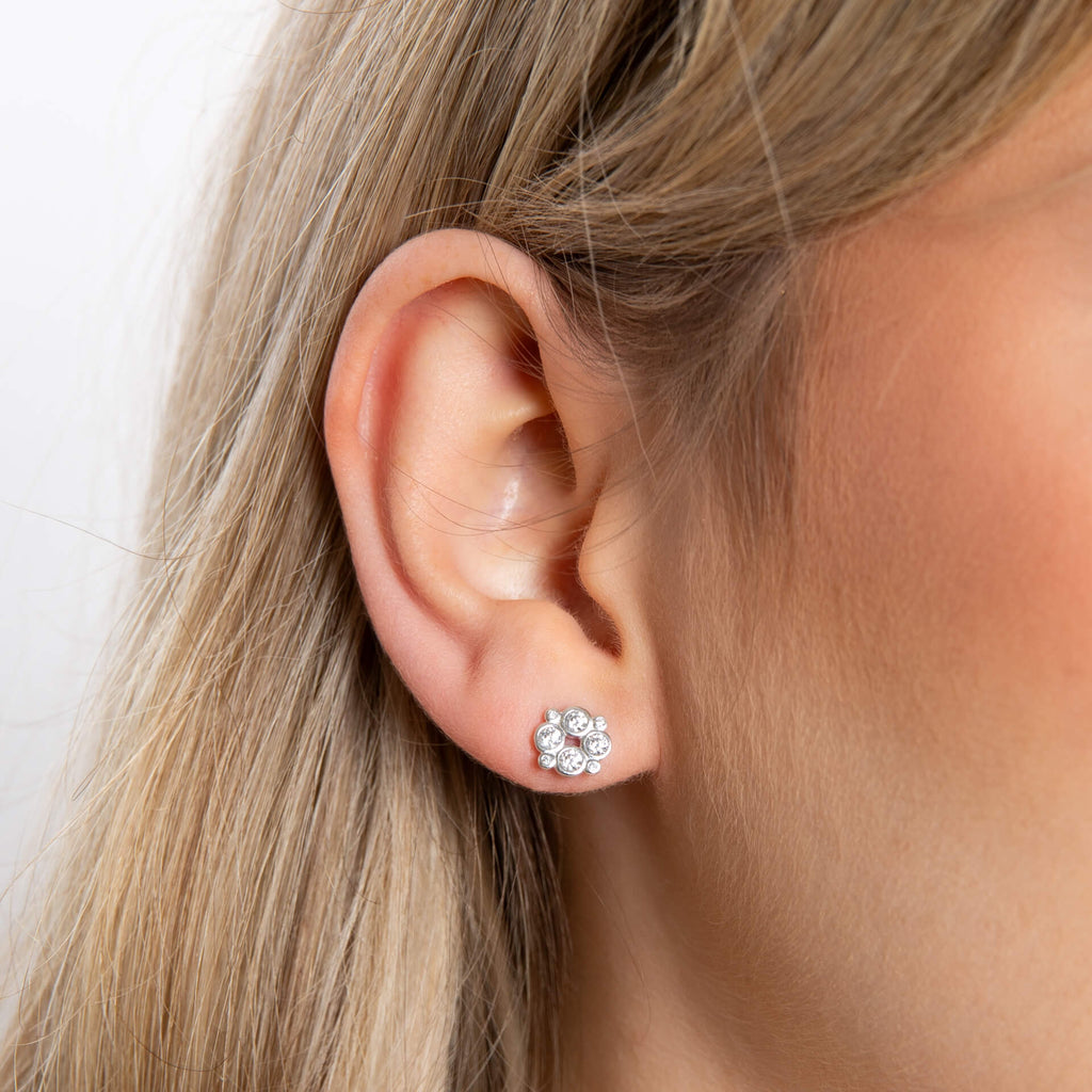 Gecko Jewellery Recycled Sterling Silver Cubic Zirconia Stud Earrings