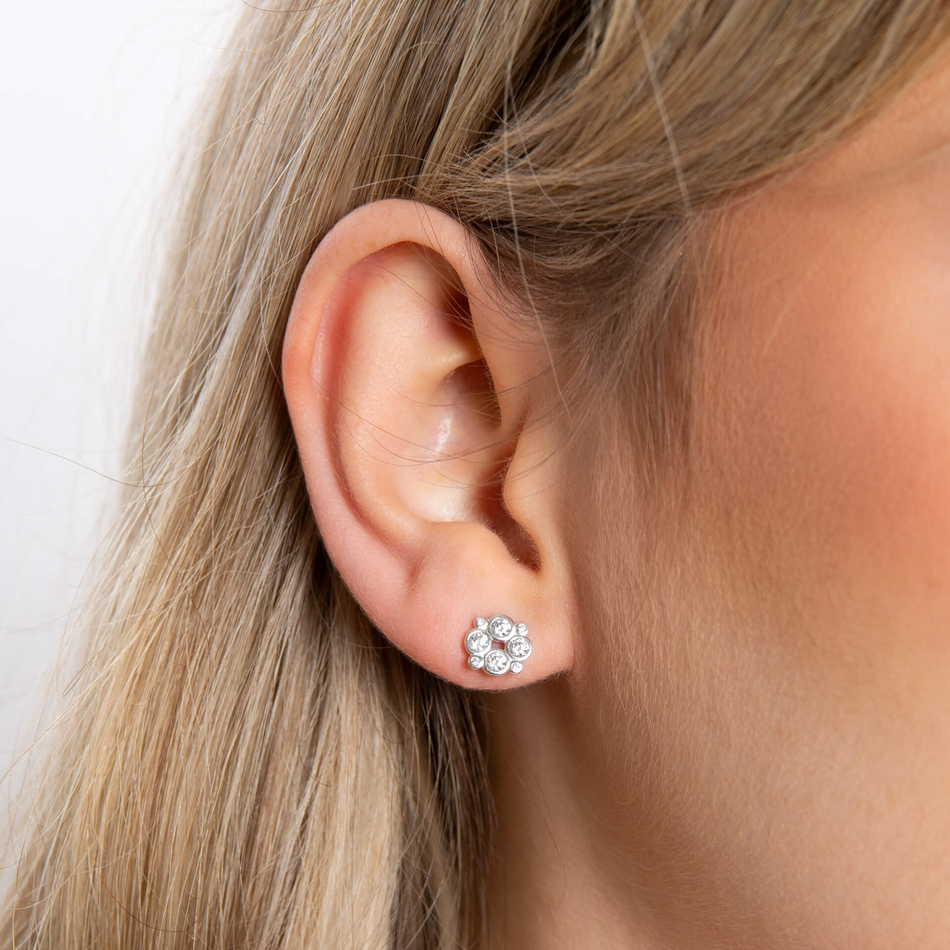 Gecko Jewellery Recycled Sterling Silver Cubic Zirconia Stud Earrings