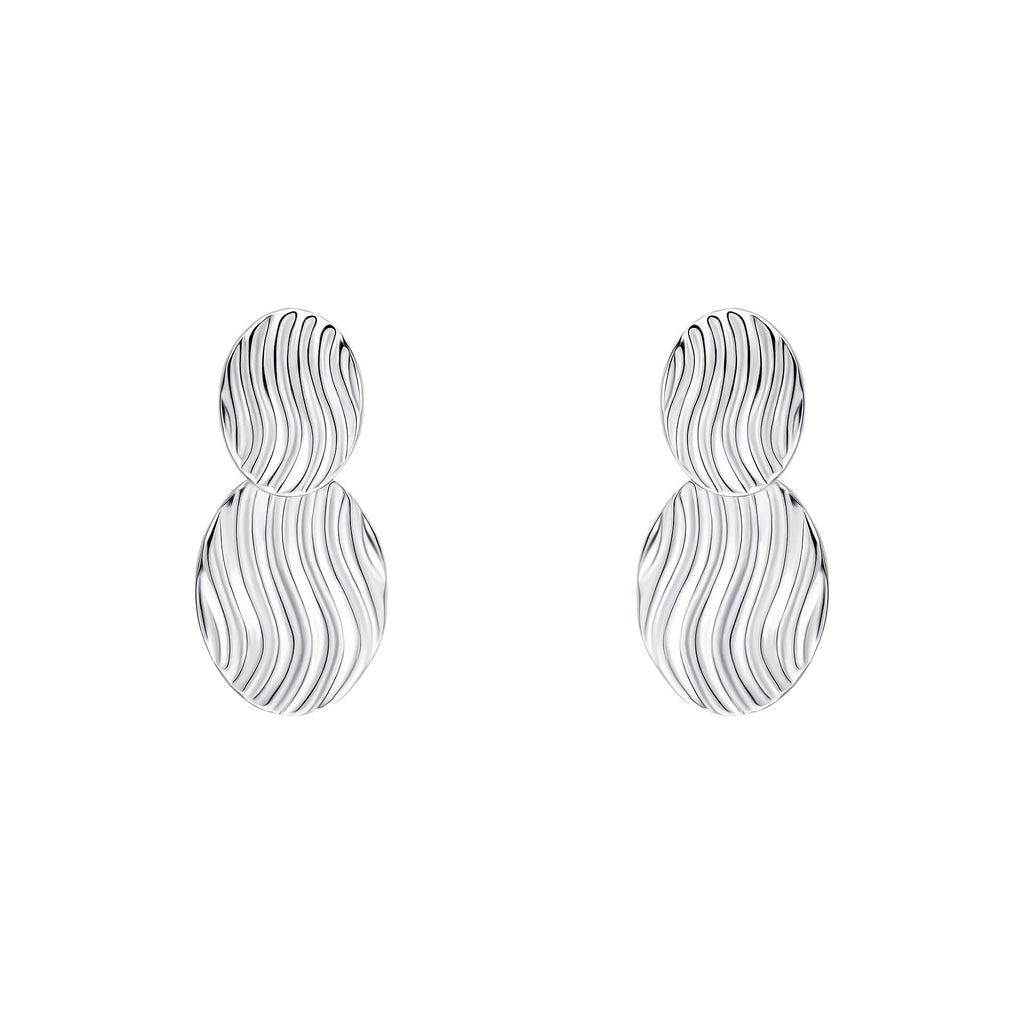Gecko Jewellery Wave Texture Double Drop Earrings in Sterling Silver