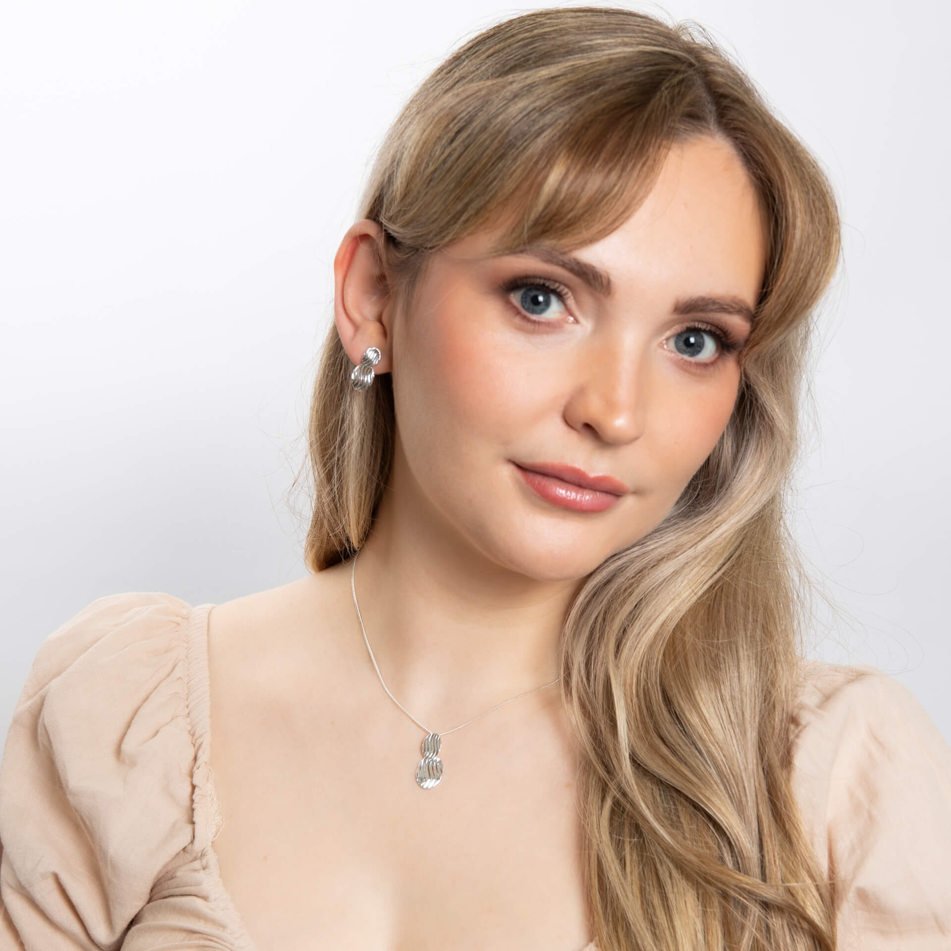 Gecko Jewellery Wave Texture Double Drop Earrings in Sterling Silver