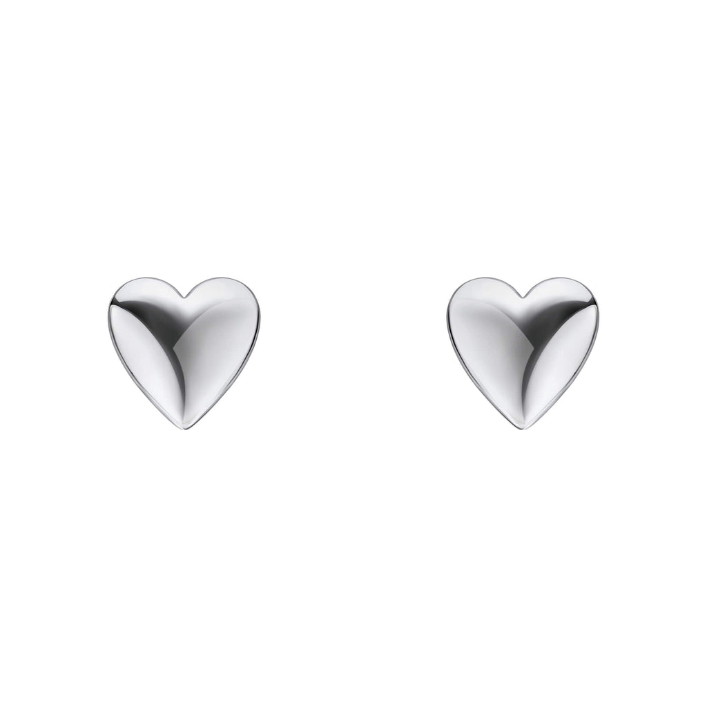 Gecko Jewellery Polished Heart Stud Earrings | Recycled Sterling Silver