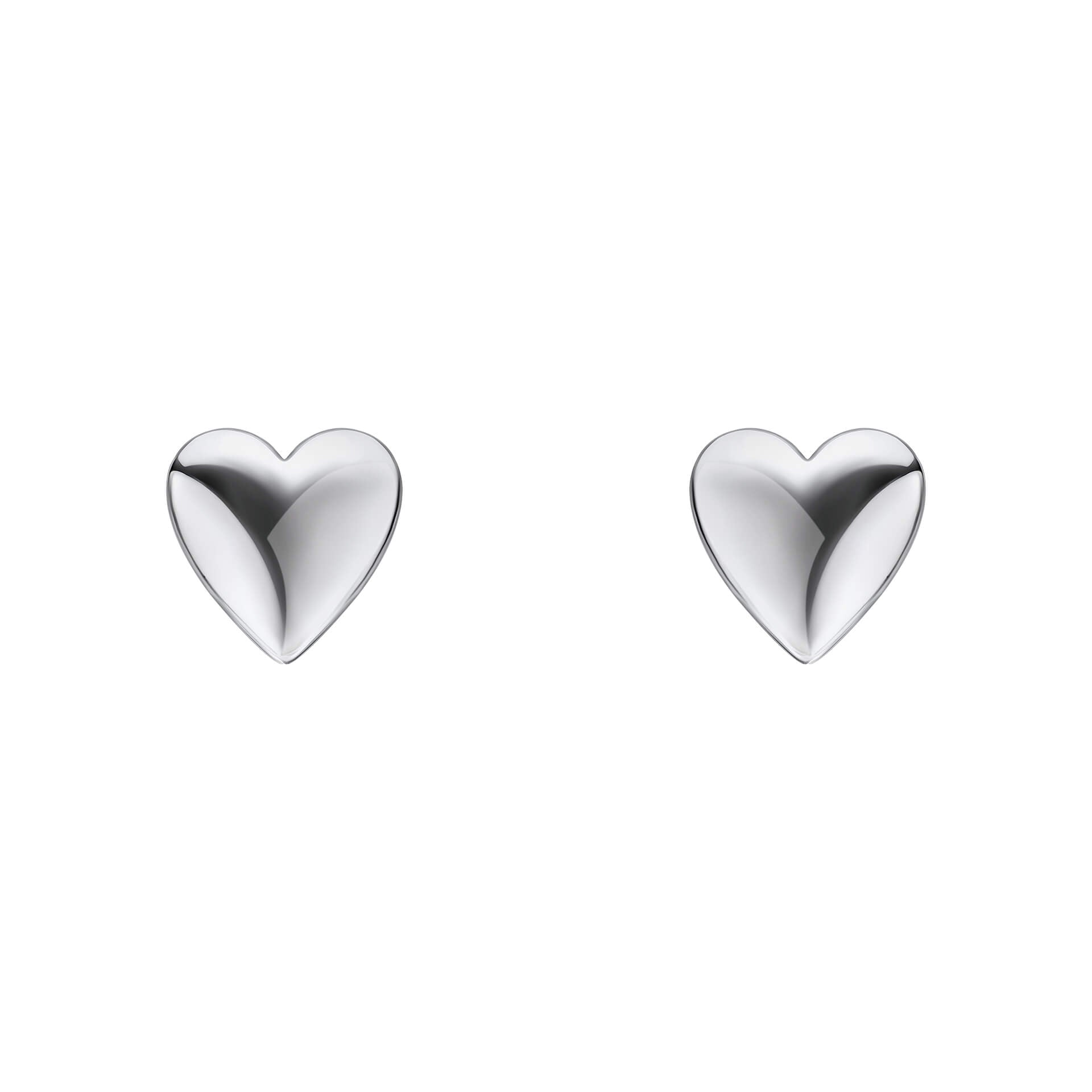 Gecko Jewellery Polished Heart Stud Earrings | Recycled Sterling Silver