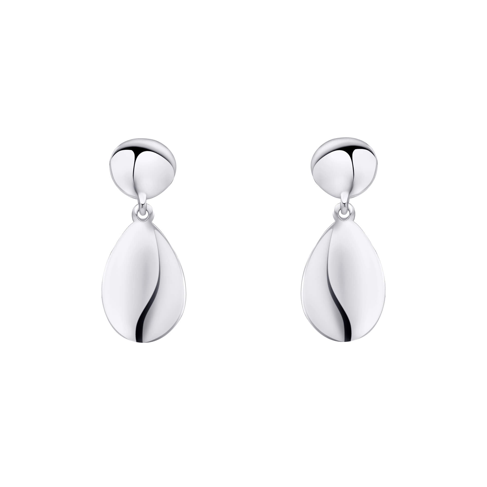 Gecko Jewellery Organic Pebble Double Drop Earrings in Sterling Silver