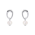 Gecko Jewellery Organic Oval Freshwater Pearl Drop Earrings in Silver
