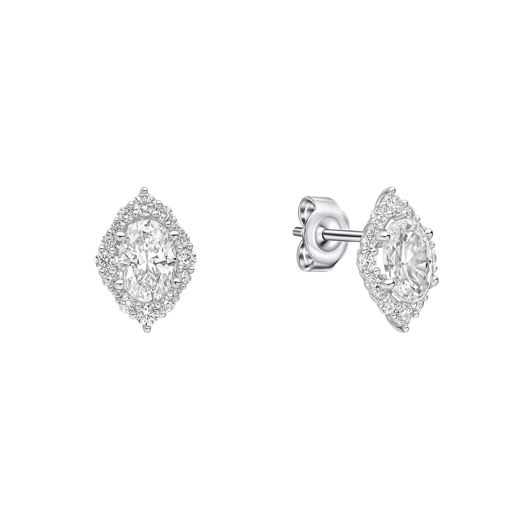 Gecko Jewellery Oval Cluster Stud Earrings – Sterling Silver Zirconia
