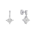 Gecko Jewellery Princess Cut Zirconia Drop Earrings in Sterling Silver