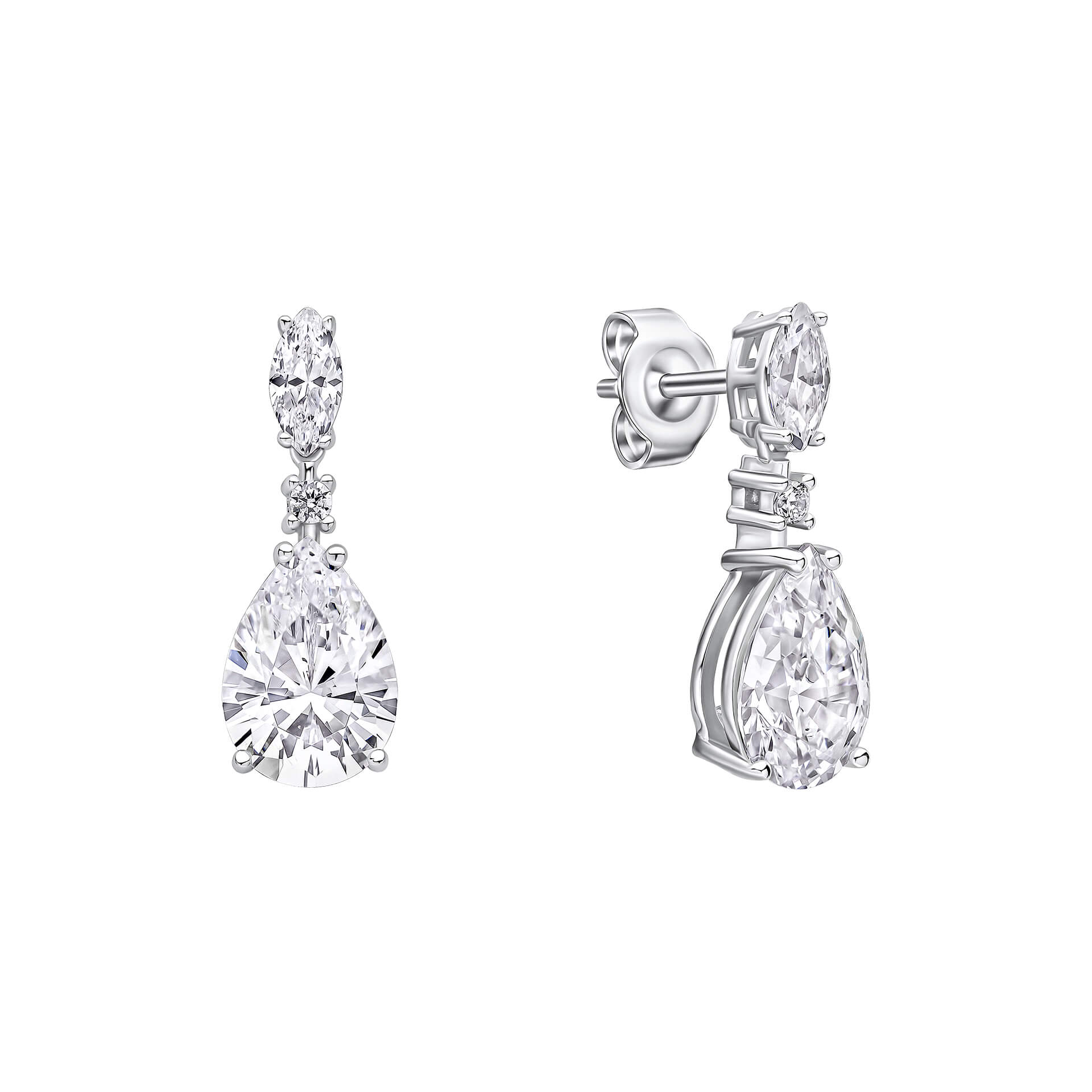 Gecko Jewellery Sterling Silver Teardrop and Marquise Drop Earrings