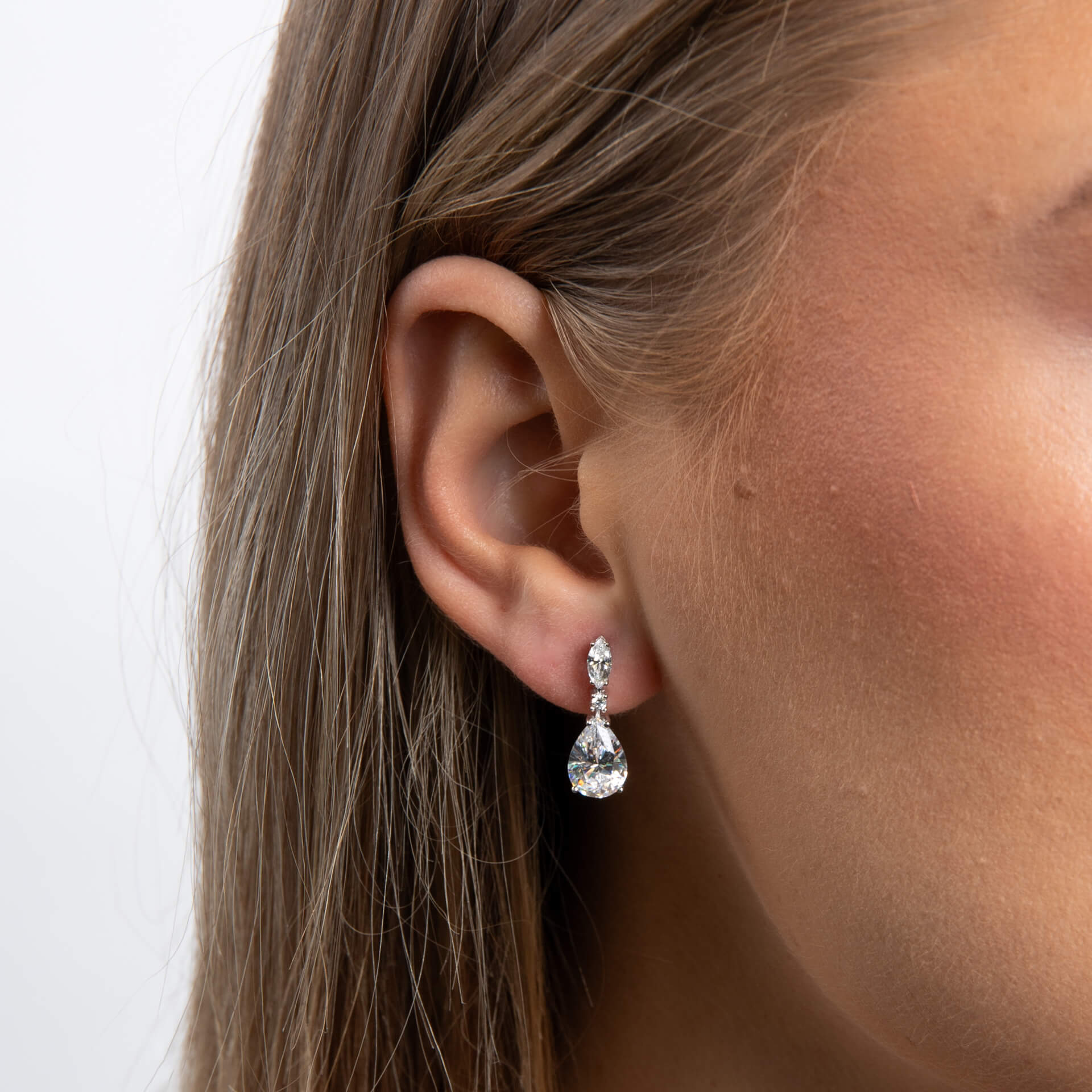 Gecko Jewellery Sterling Silver Teardrop and Marquise Drop Earrings