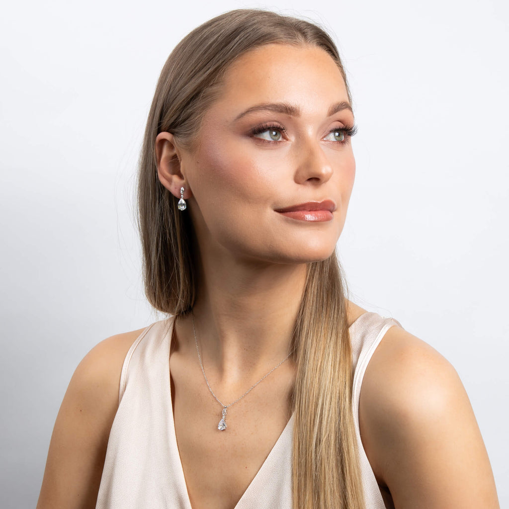 Gecko Jewellery Sterling Silver Teardrop and Marquise Drop Earrings