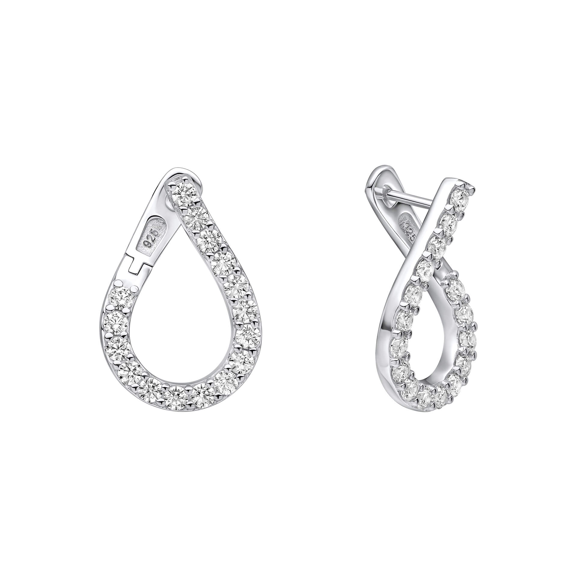Gecko Jewellery Front Twist Hoop Earrings | Sterling Silver Zirconia