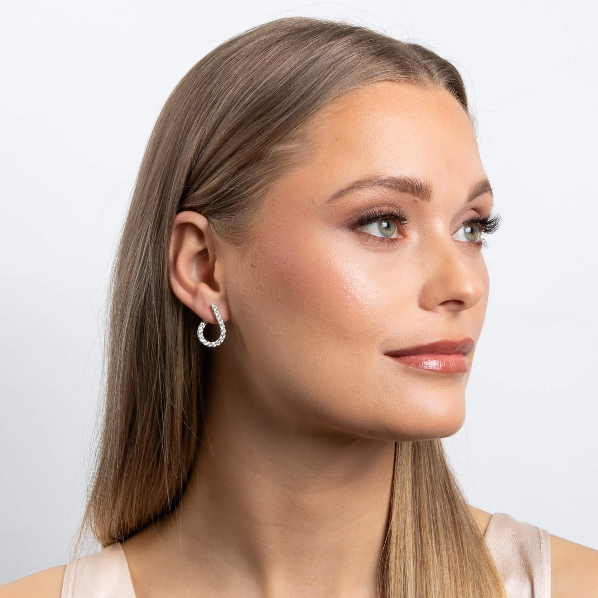 Gecko Jewellery Front Twist Hoop Earrings | Sterling Silver Zirconia