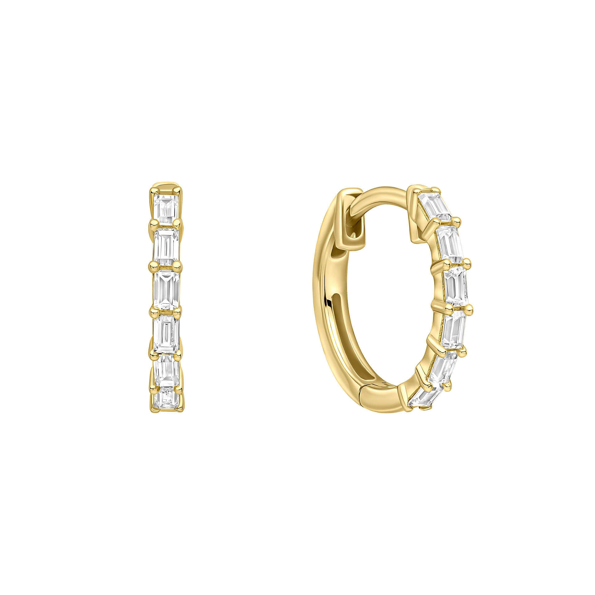 Gecko Jewellery Baguette Zirconia Hoop Earrings in Sterling Silver