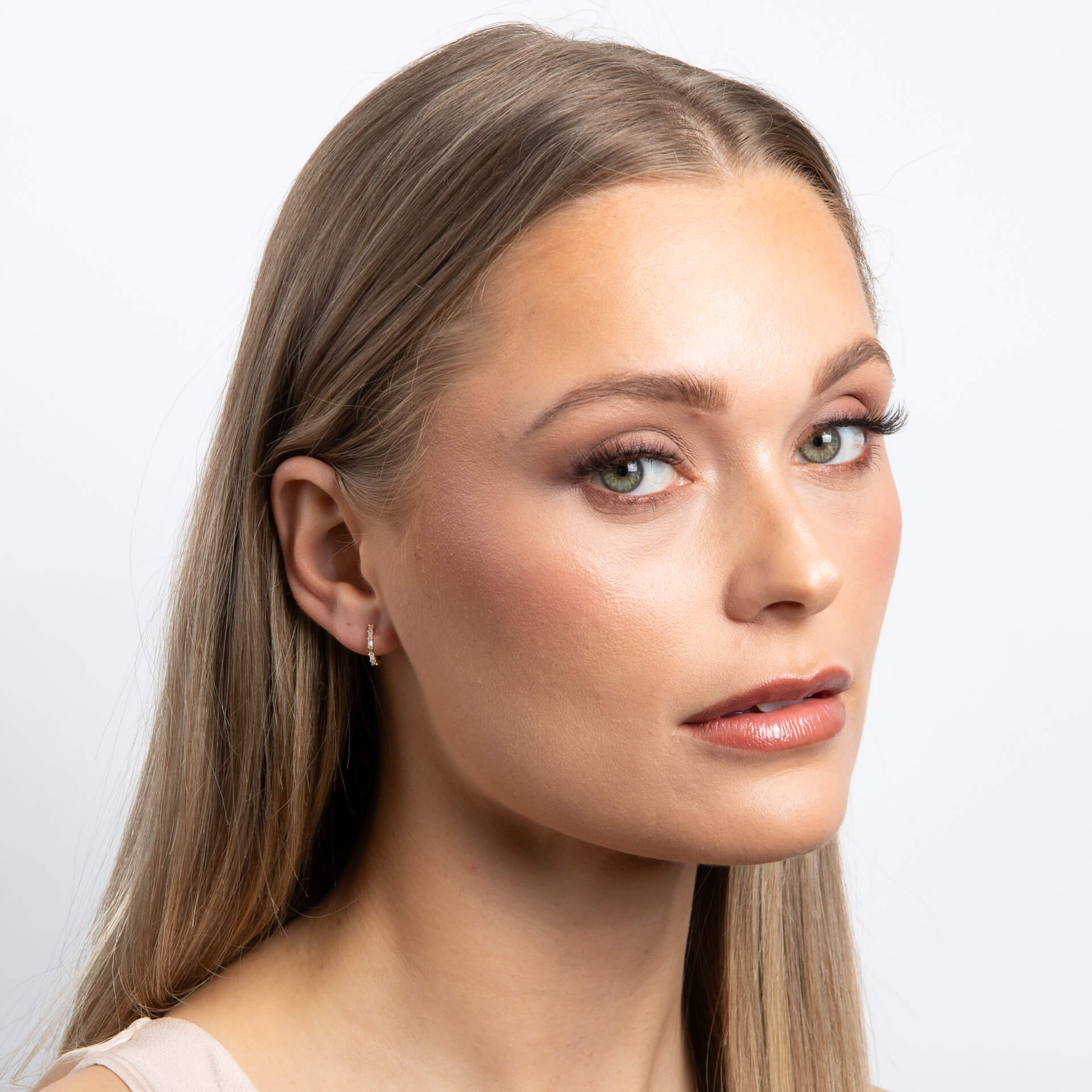 Gecko Jewellery Baguette Zirconia Hoop Earrings in Sterling Silver