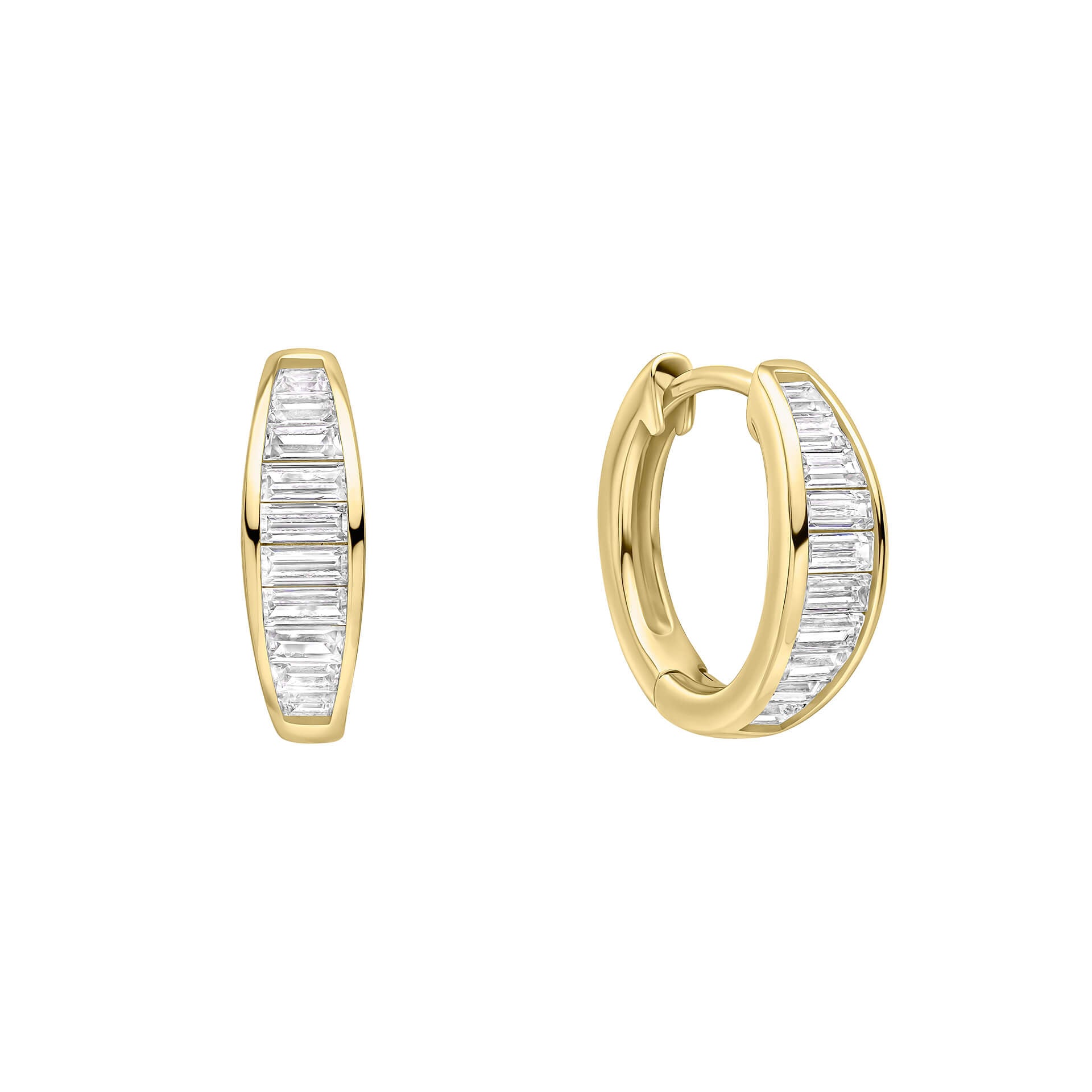 Gecko Jewellery Sterling Silver Baguette Zirconia Hoop Earrings