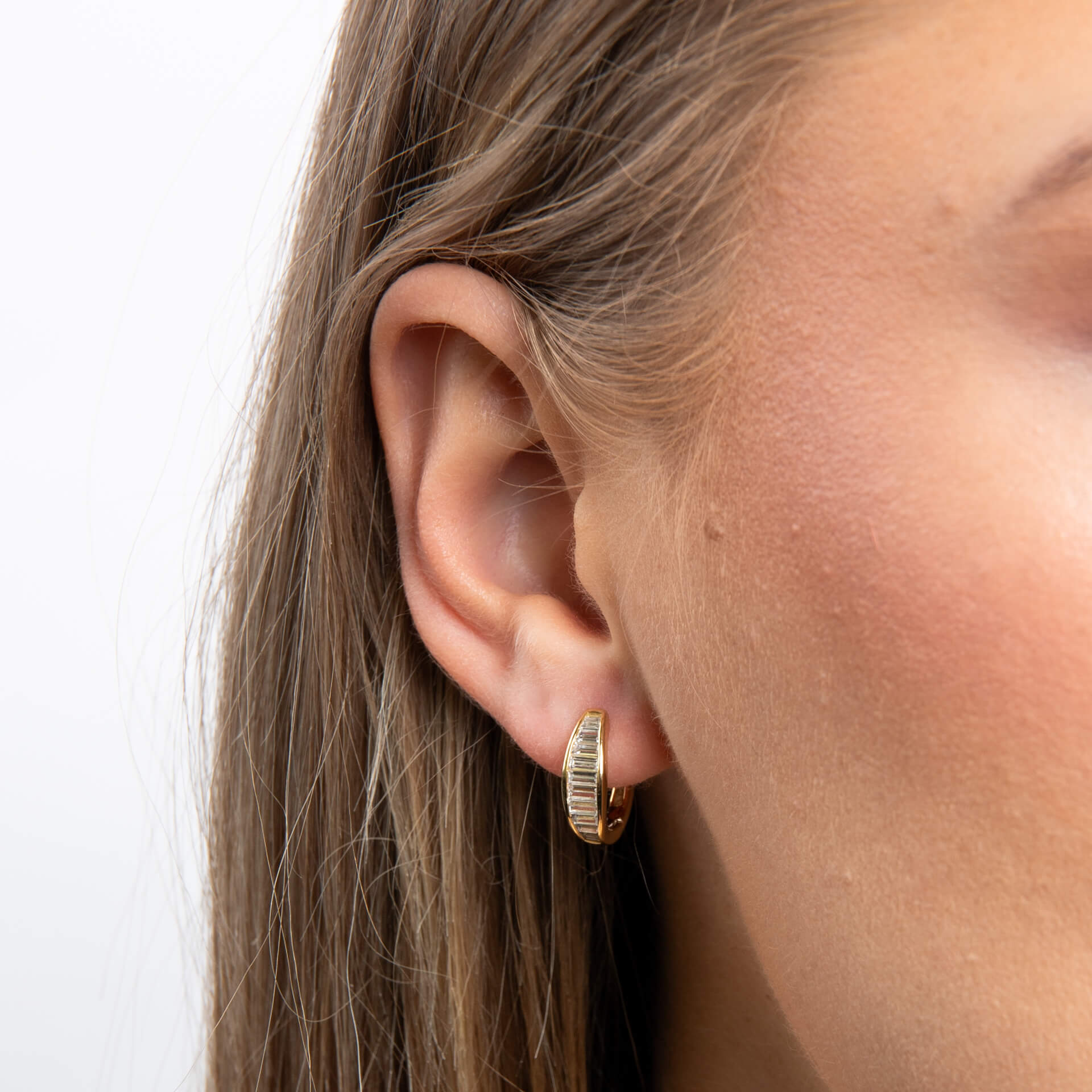 Gecko Jewellery Sterling Silver Baguette Zirconia Hoop Earrings